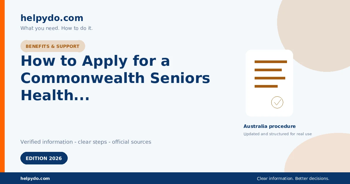 How to Apply for a Commonwealth Seniors Health Card in Australia — Australia guide