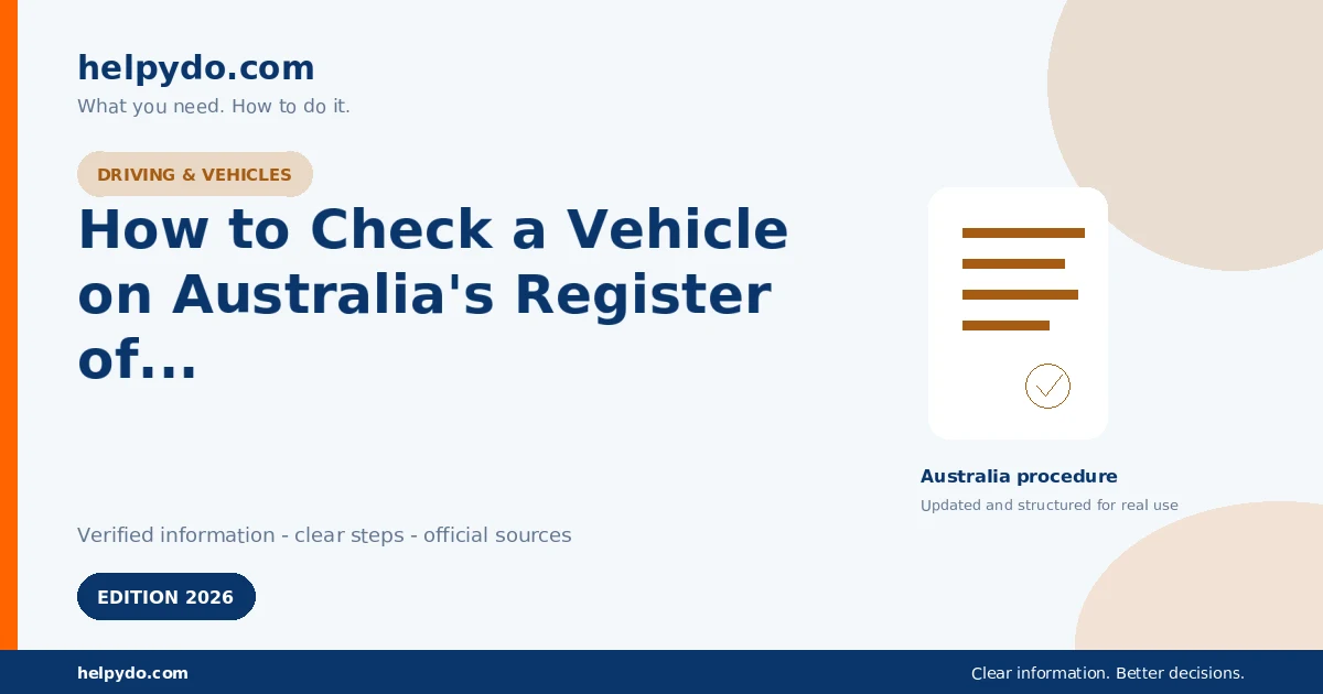 How to Check a Vehicle on Australia's Register of Approved Vehicles by VIN — Australia guide