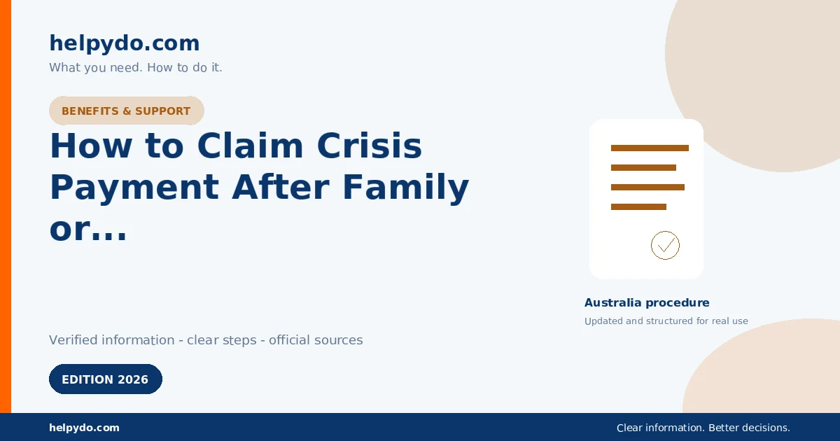 How to Claim Crisis Payment After Family or Domestic Violence in Australia — Australia guide