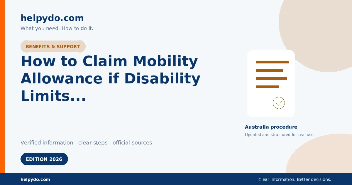 How to Claim Mobility Allowance if Disability Limits Your Use of Public Transport — Australia guide