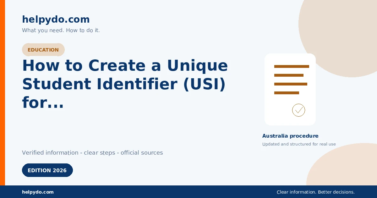 How to Create a Unique Student Identifier (USI) for Study or Training in Australia — Australia guide
