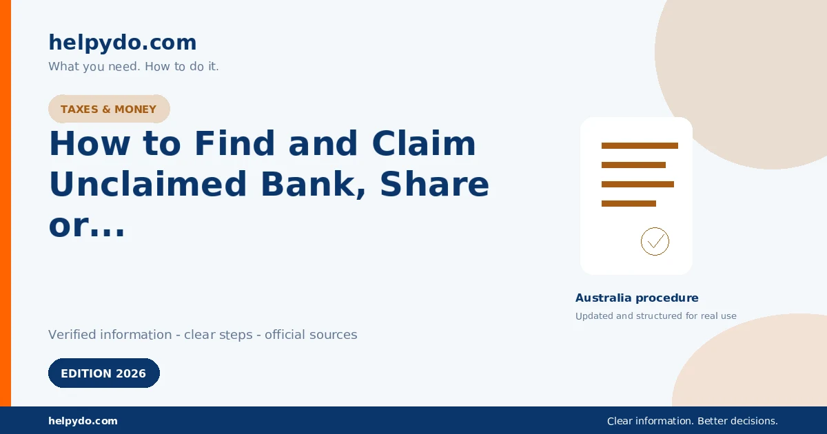 How to Find and Claim Unclaimed Bank, Share or Life Insurance Money in Australia — Australia guide