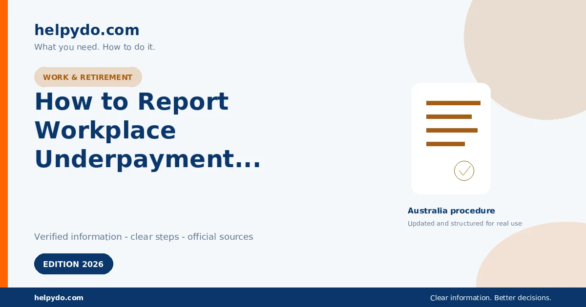 How to Report Workplace Underpayment Anonymously to the Fair Work Ombudsman — Australia guide