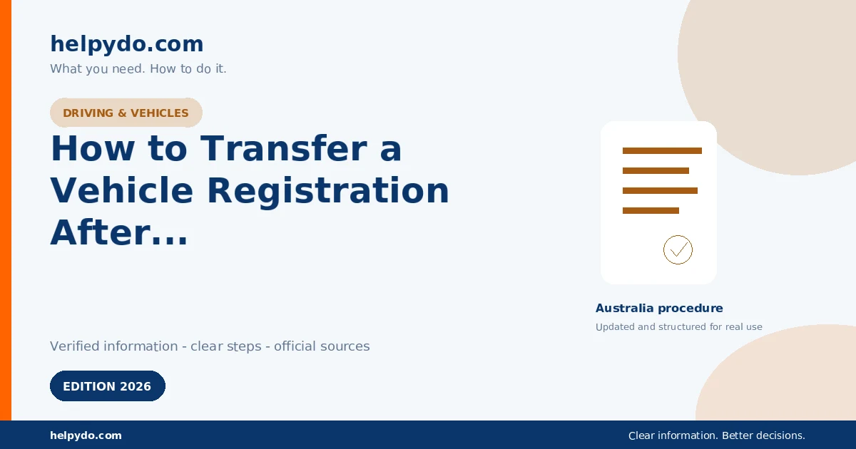 How to Transfer a Vehicle Registration After Buying a Car in NSW — Australia guide