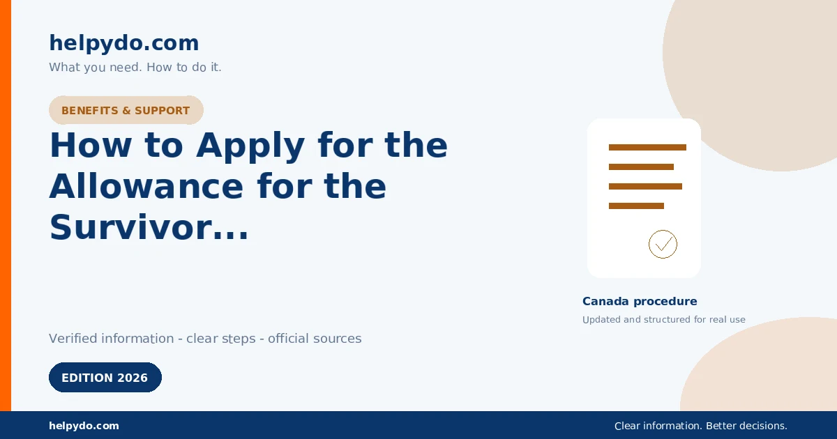 How to Apply for the Allowance for the Survivor in Canada at Age 60 to 64 — Canada guide