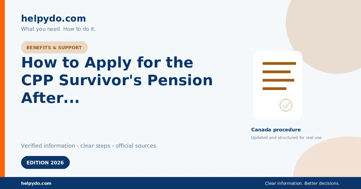 How to Apply for the CPP Survivor's Pension After Your Spouse or Common-Law Partner Dies — Canada guide