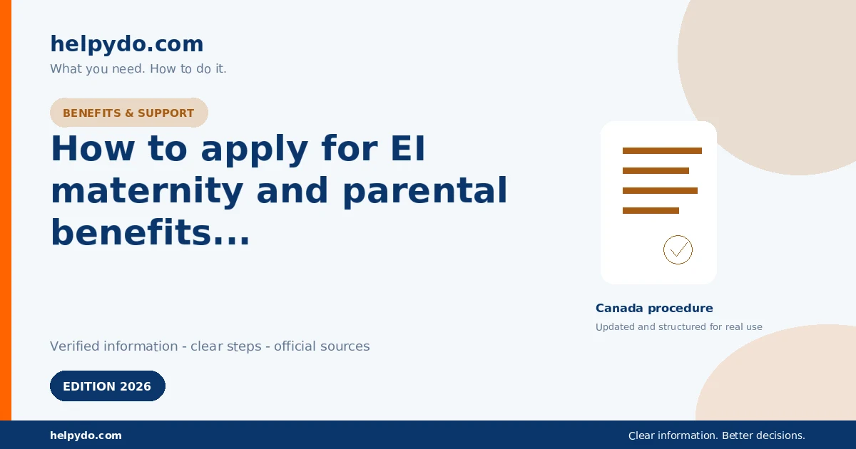 How to apply for EI maternity and parental benefits in Canada in 2026 — Canada guide