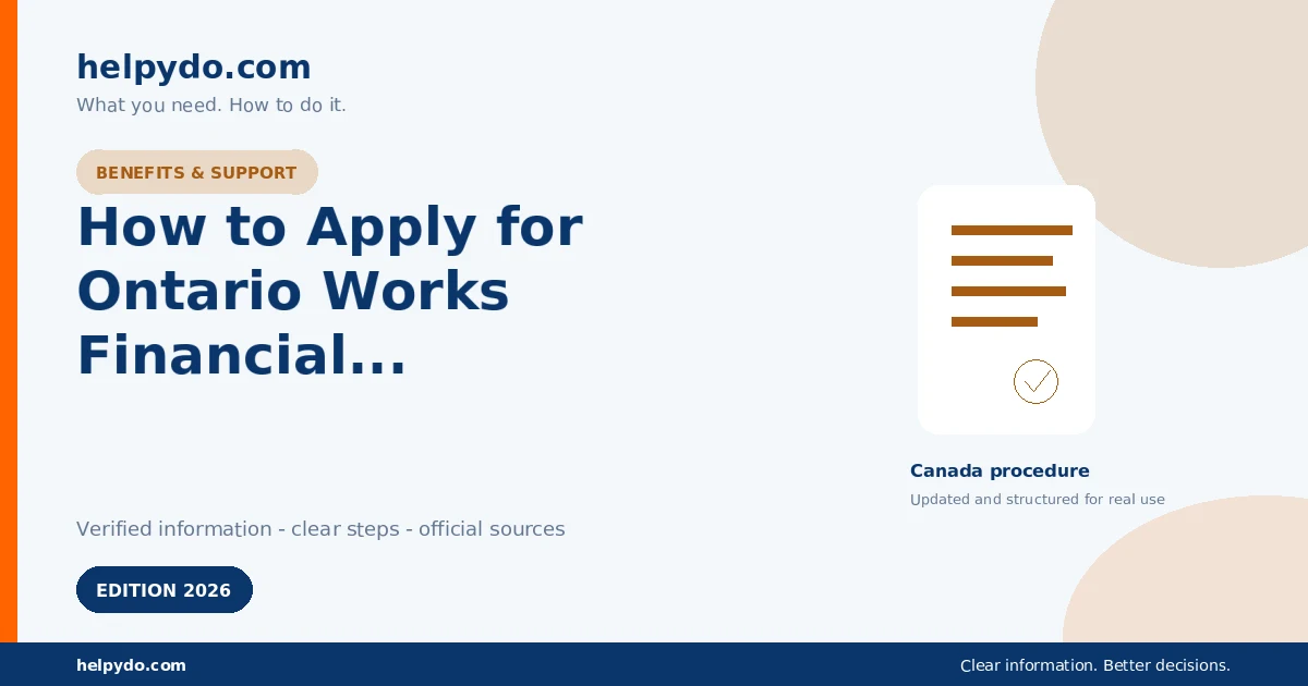 How to Apply for Ontario Works Financial Assistance for Food and Housing — Canada guide