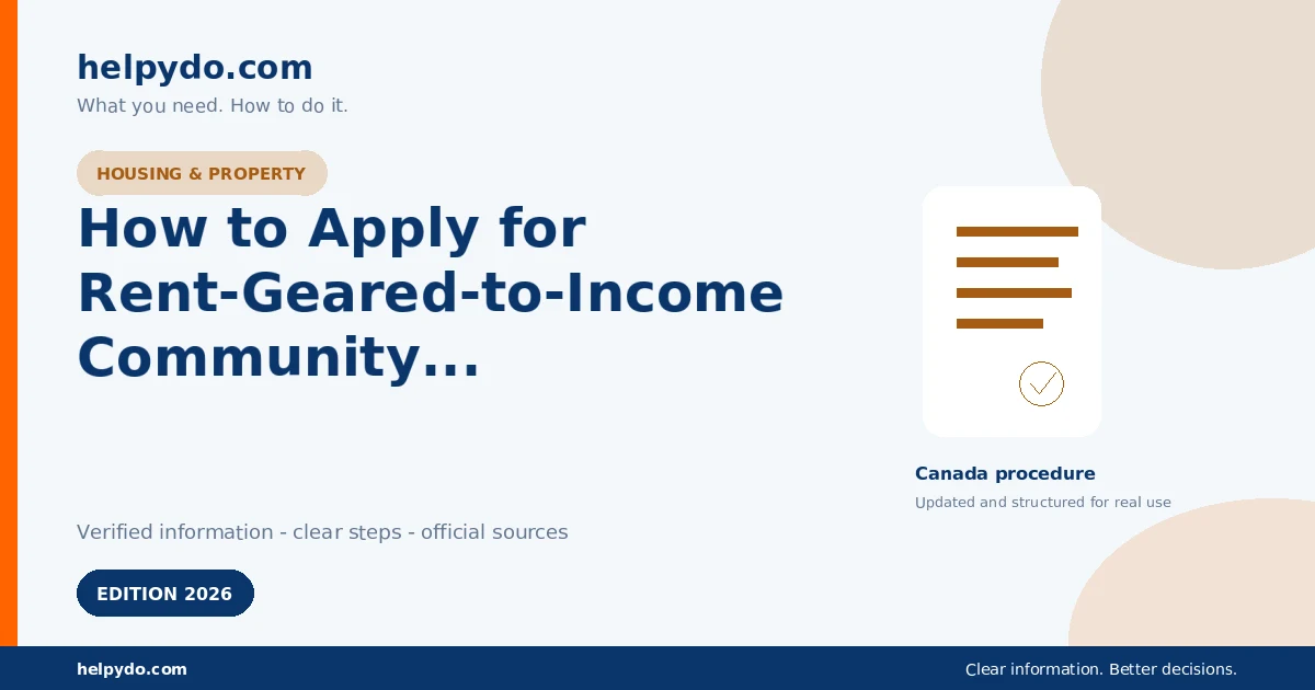 How to Apply for Rent-Geared-to-Income Community Housing in Ontario — Canada guide