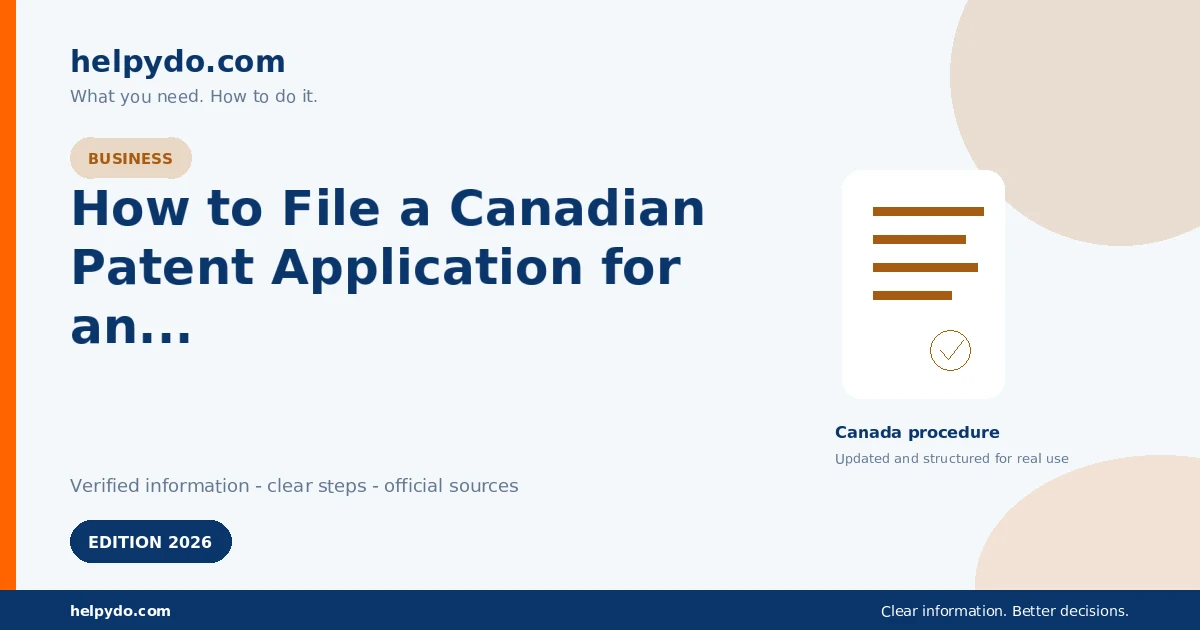 How to File a Canadian Patent Application for an Invention — Canada guide