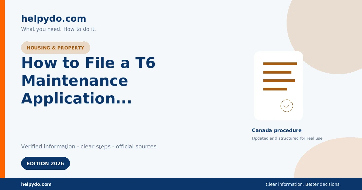 How to File a T6 Maintenance Application Against Your Ontario Landlord — Canada guide