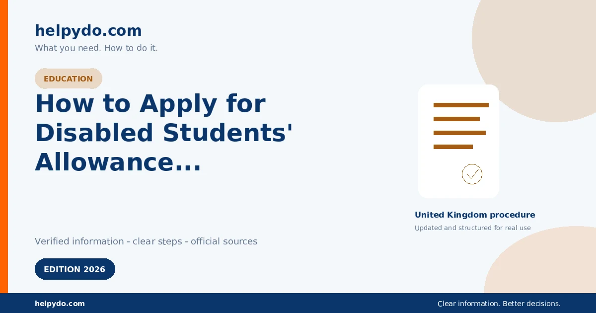 How to Apply for Disabled Students' Allowance in England — United Kingdom guide