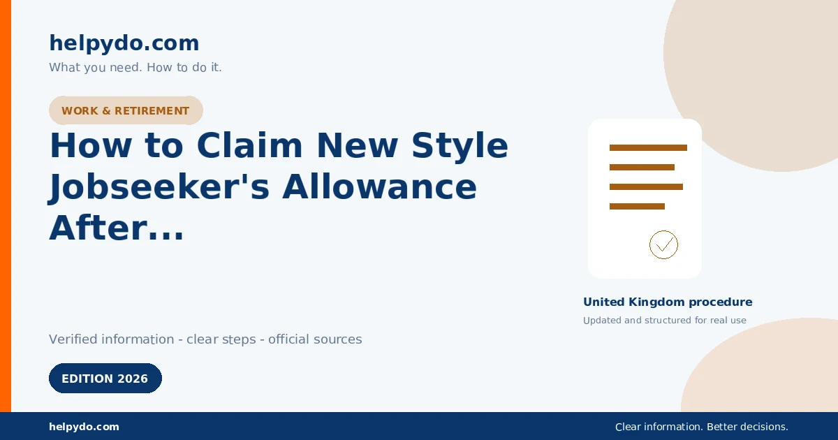 How to Claim New Style Jobseeker's Allowance After Losing Work — United Kingdom guide