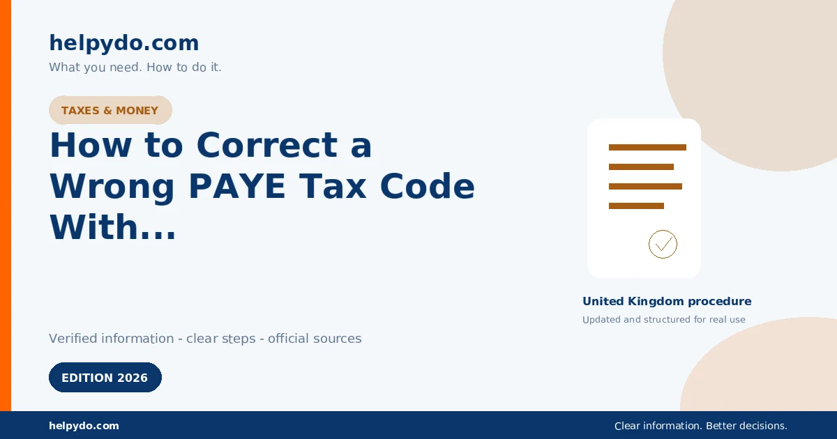 How to Correct a Wrong PAYE Tax Code With HMRC and Update Your Income Details — United Kingdom guide