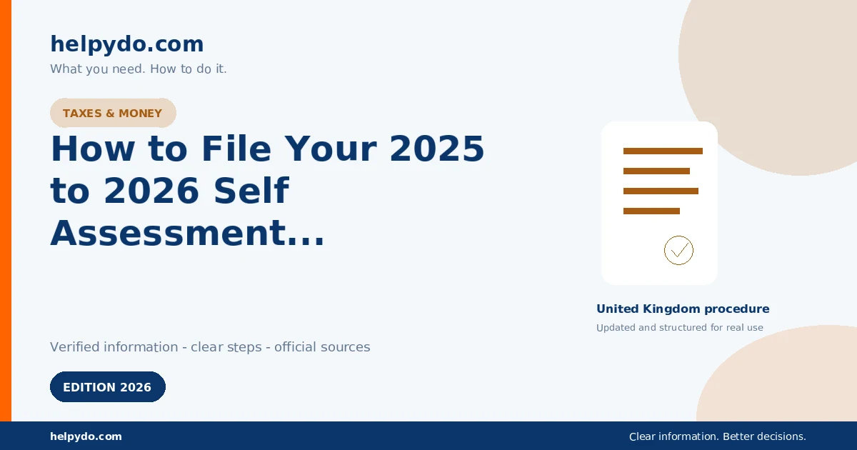 How to File Your 2025 to 2026 Self Assessment Tax Return Online With HMRC — United Kingdom guide