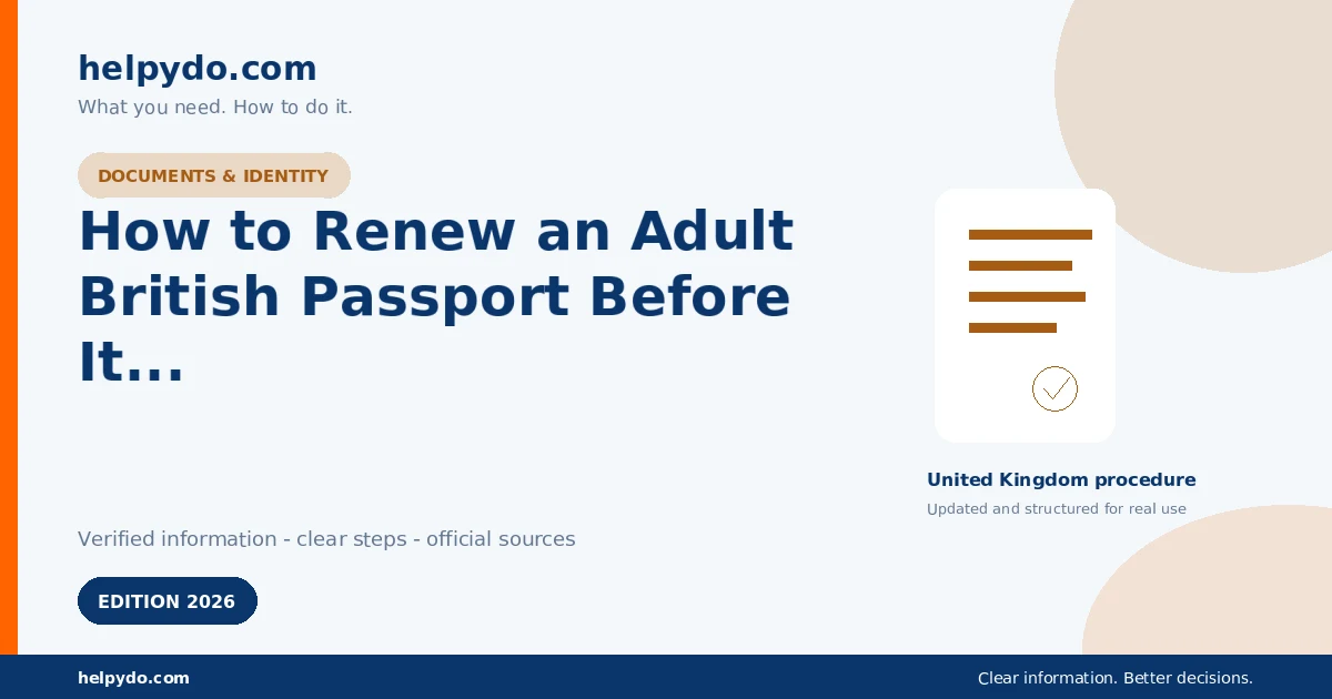 How to Renew an Adult British Passport Before It Expires or Before Travel — United Kingdom guide