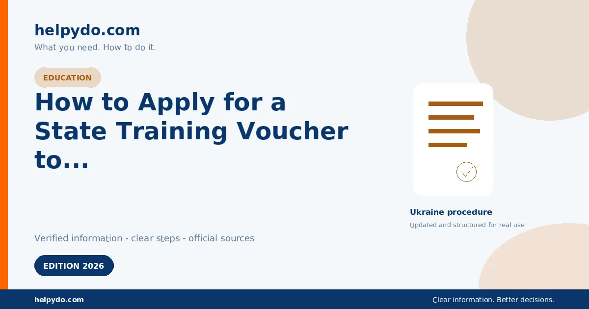 How to Apply for a State Training Voucher to Retrain or Upskill in Ukraine — Ukraine guide
