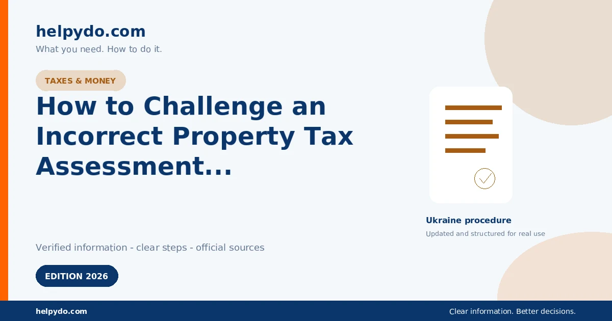 How to Challenge an Incorrect Property Tax Assessment in Ukraine — Ukraine guide