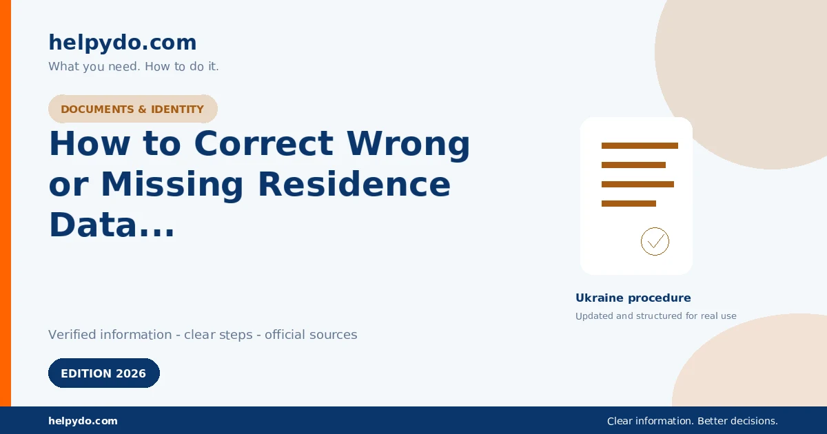 How to Correct Wrong or Missing Residence Data in Ukraine's Community Register — Ukraine guide