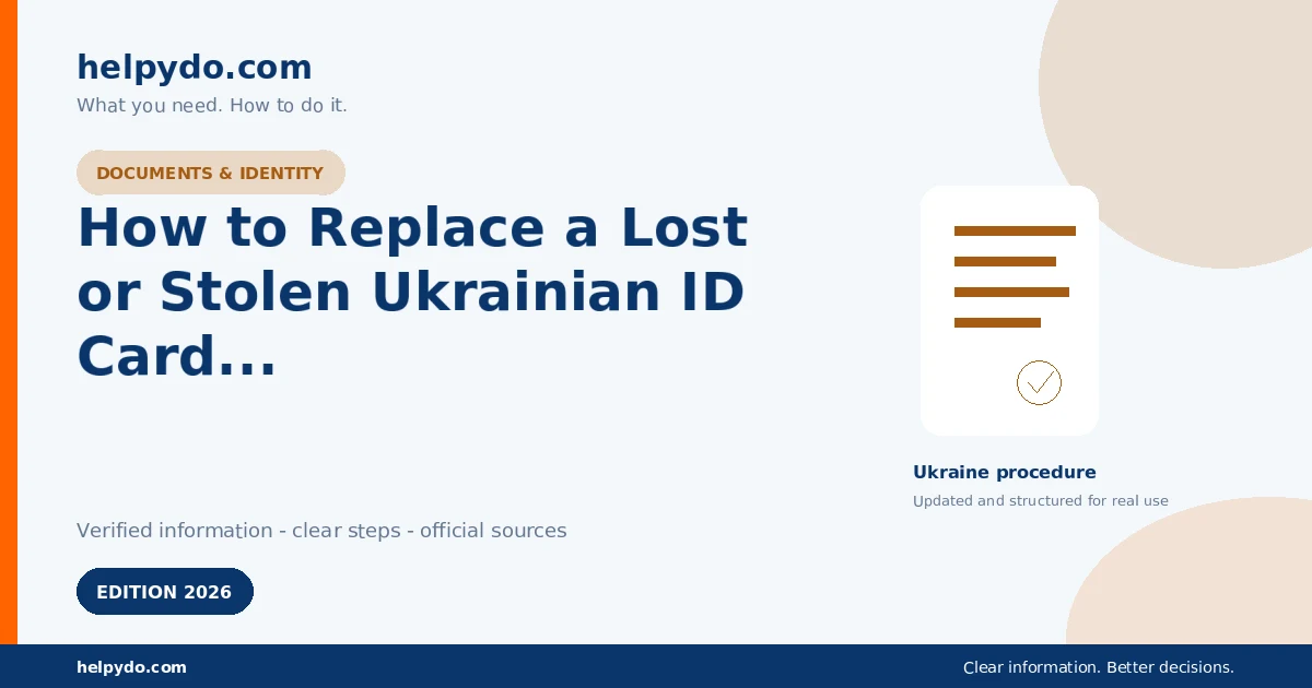 How to Replace a Lost or Stolen Ukrainian ID Card and Get a New Internal Passport — Ukraine guide