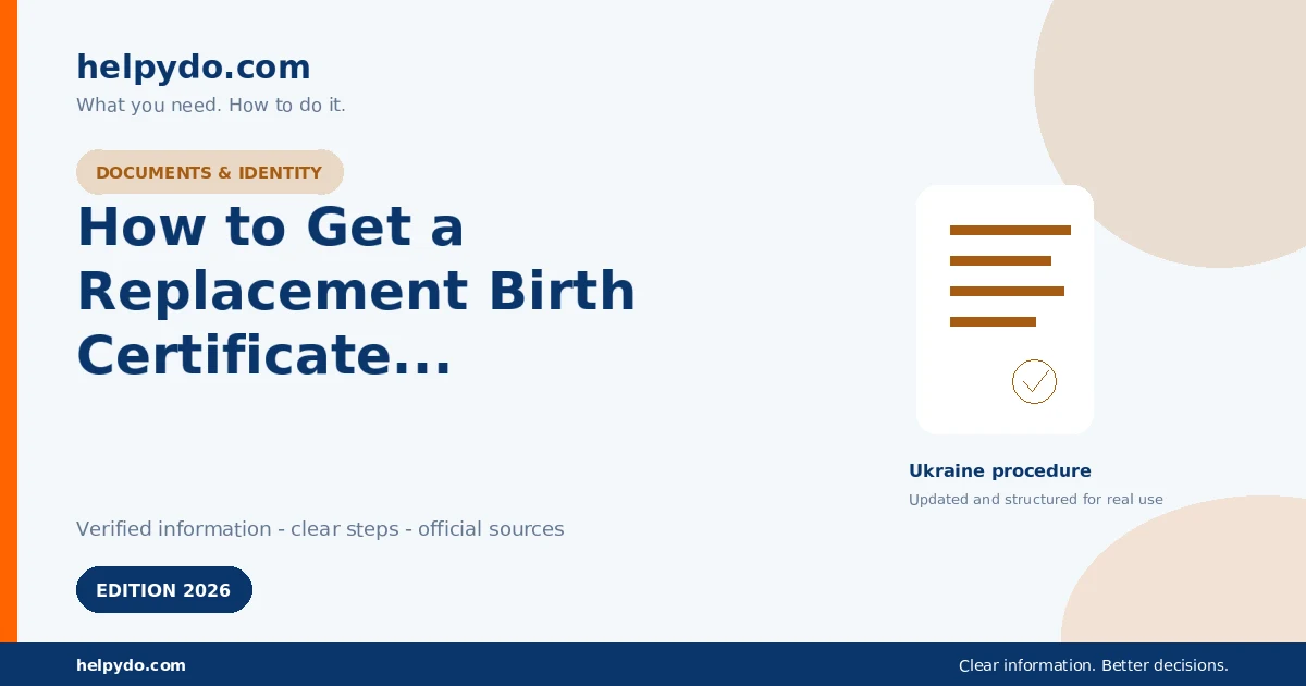 How to Get a Replacement Birth Certificate in Ukraine if the Original Is Lost or Damaged — Ukraine guide
