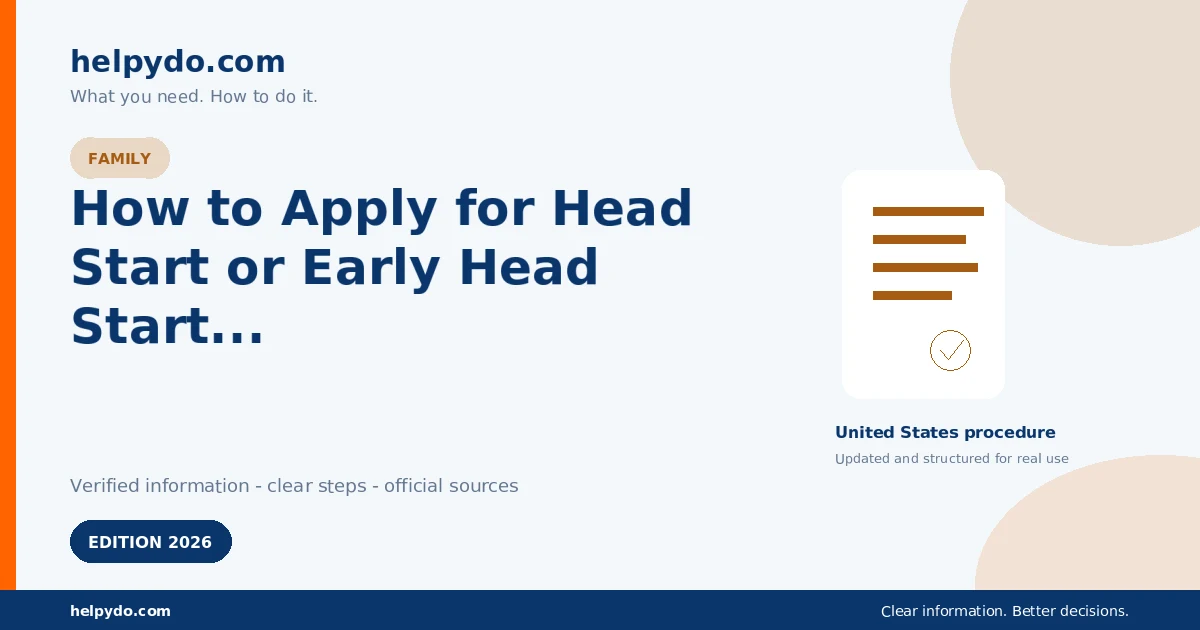 How to Apply for Head Start or Early Head Start for Your Child — United States guide