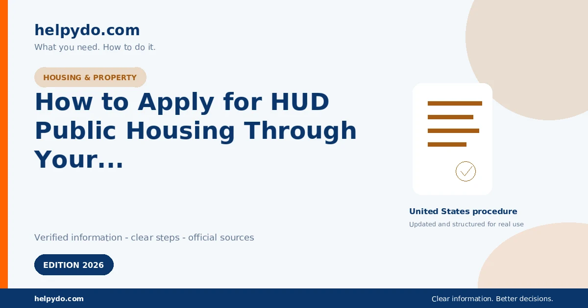 How to Apply for HUD Public Housing Through Your Local Public Housing Agency — United States guide