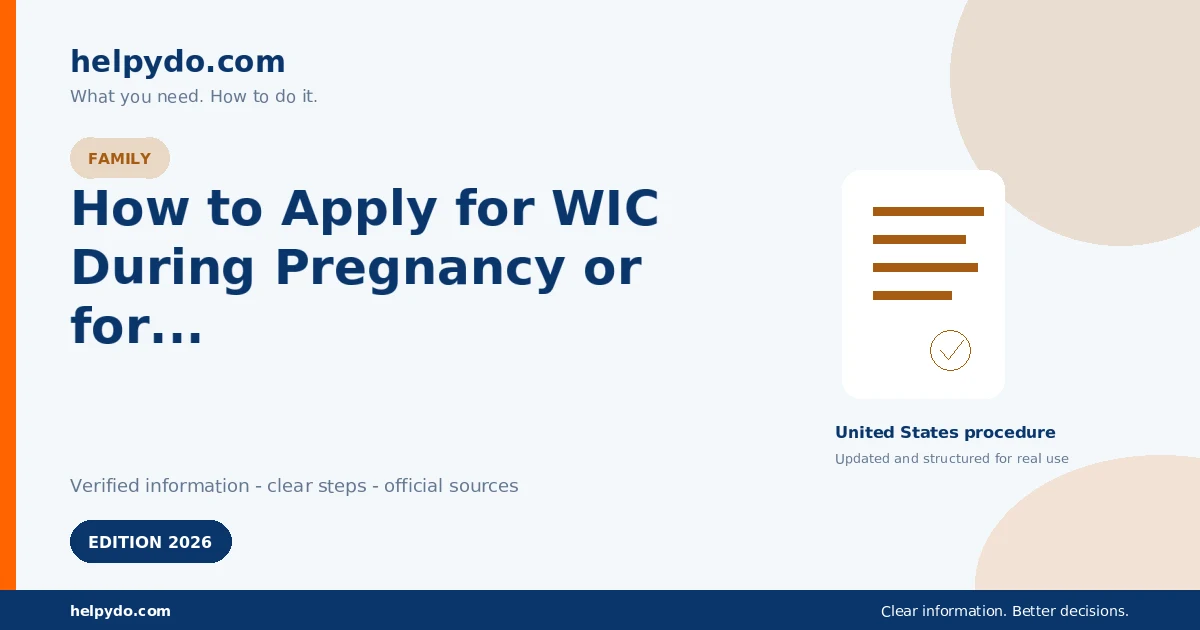 How to Apply for WIC During Pregnancy or for a Child Under 5 — United States guide