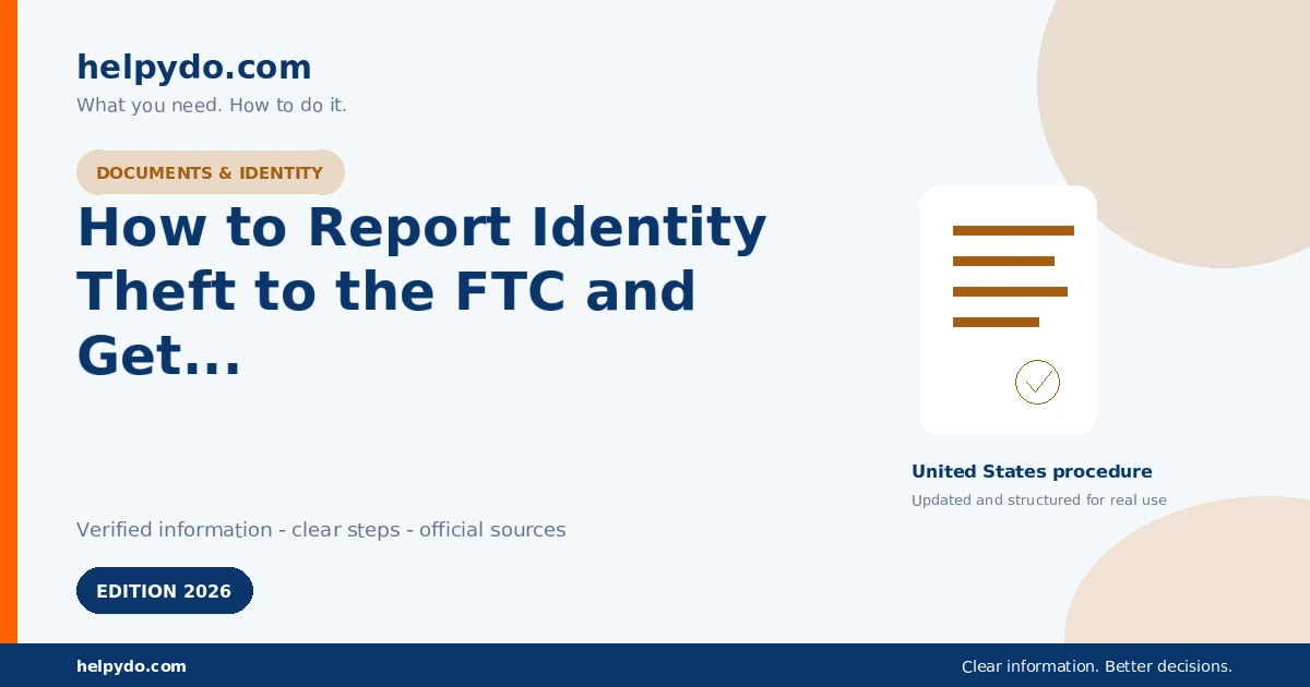 How to Report Identity Theft to the FTC and Get a Recovery Plan — United States guide